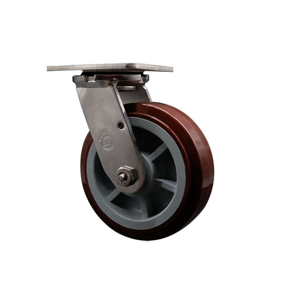 Service Caster Brand Replacement Caster for McMaster Carr Caster 24015T62 - 316 Stainless Steel Swivel Top Plate Caster with 6 Inch Polyurethane Wheel - 900 lbs. Capacity/Caster — photo 1