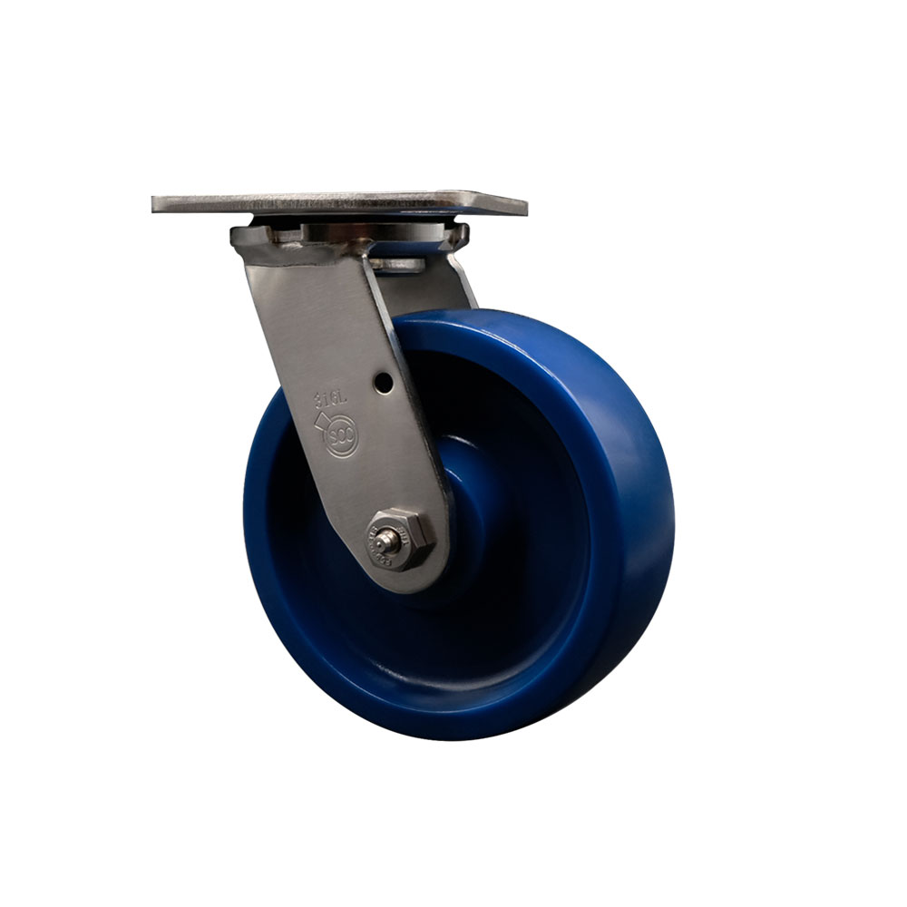316 Stainless Steel Heavy Duty Swivel Top Plate Caster with 6 Inch Solid Polyurethane Wheel - 1,200 lbs. Capacity/Caster - Service Caster Brand — photo 1