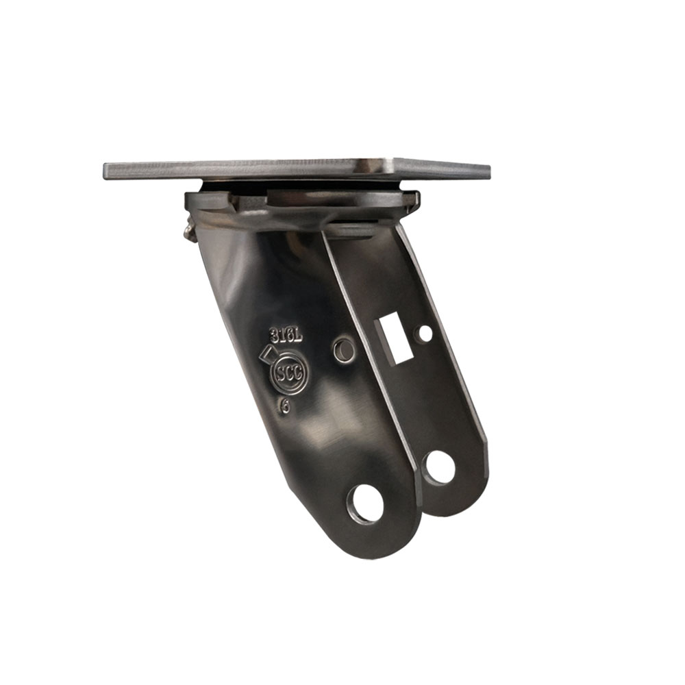 6 Inch 316 Stainless Steel Swivel Caster Fork Yoke Rig Frame for Caster Wheels - 1,250 lbs. Max Capacity - 4" x 4-1/2" Overall Top Plate - Service Caster Brand — photo 1