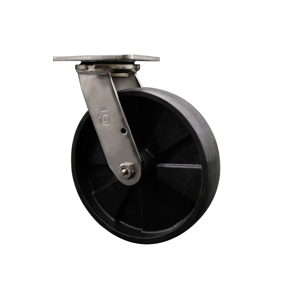 316 Stainless Steel Heavy Duty Swivel Top Plate Caster with 8 Inch Glass Filled Nylon Wheel and Ball Bearings - 1,250 lbs. Capacity/Caster - Service Caster Brand — photo 1