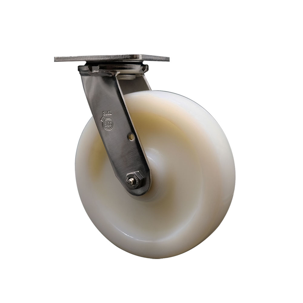 316 Stainless Steel Heavy Duty Swivel Top Plate Caster with 8 Inch  Nylon Wheel - 1,250 lbs. Capacity/Caster - Service Caster Brand — photo 1