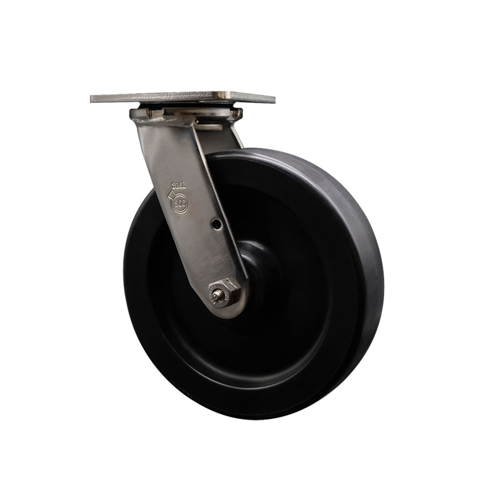 316 Stainless Steel Heavy Duty Swivel Top Plate Caster with 8 Inch Polyolefin Wheel - 900 lbs. Capacity/Caster - Service Caster Brand — photo 1