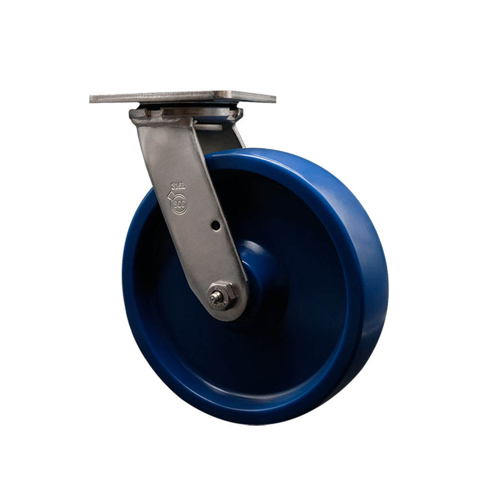 316 Stainless Steel Heavy Duty Swivel Top Plate Caster with 8 Inch Solid Polyurethane Wheel - 1,200 lbs. Capacity/Caster - Service Caster Brand — photo 1