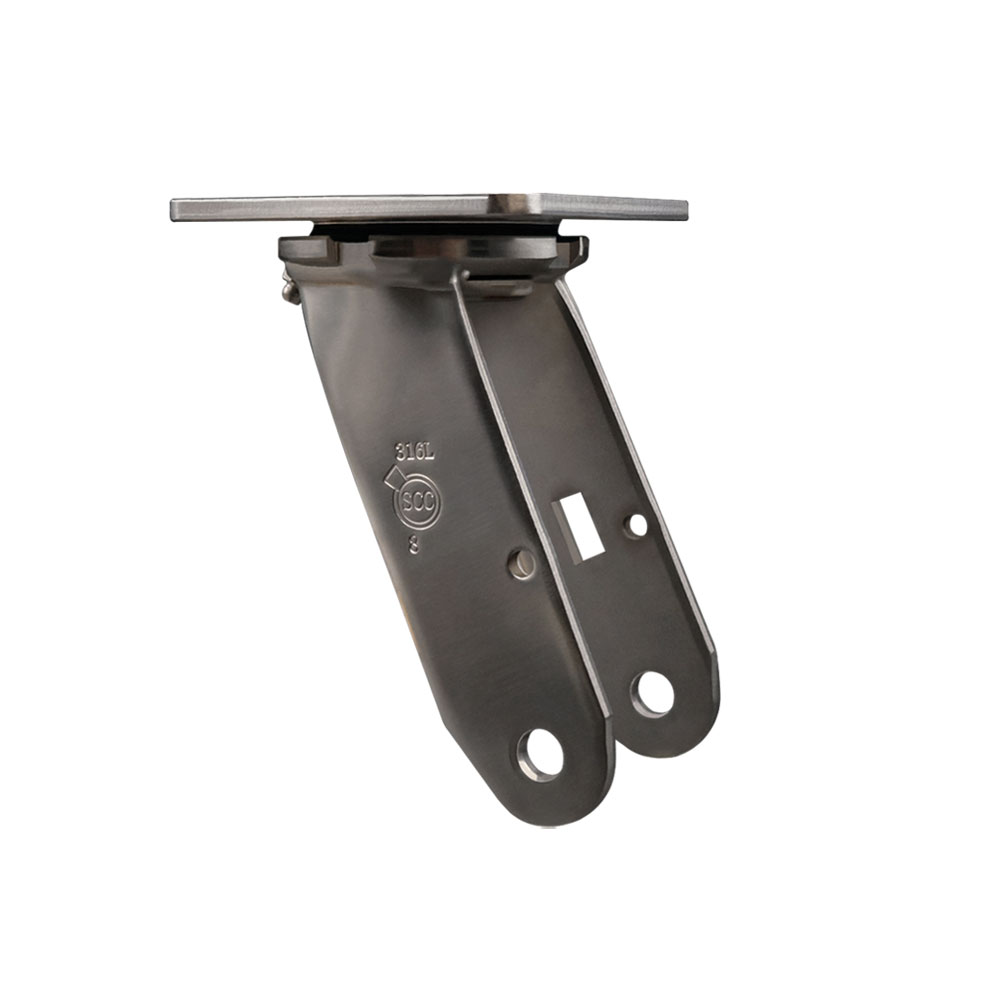 8 Inch 316 Stainless Steel Swivel Caster Fork Yoke Rig Frame for Caster Wheels - 1,250 lbs. Max Capacity - 4" x 4-1/2" Overall Top Plate - Service Caster Brand — photo 1