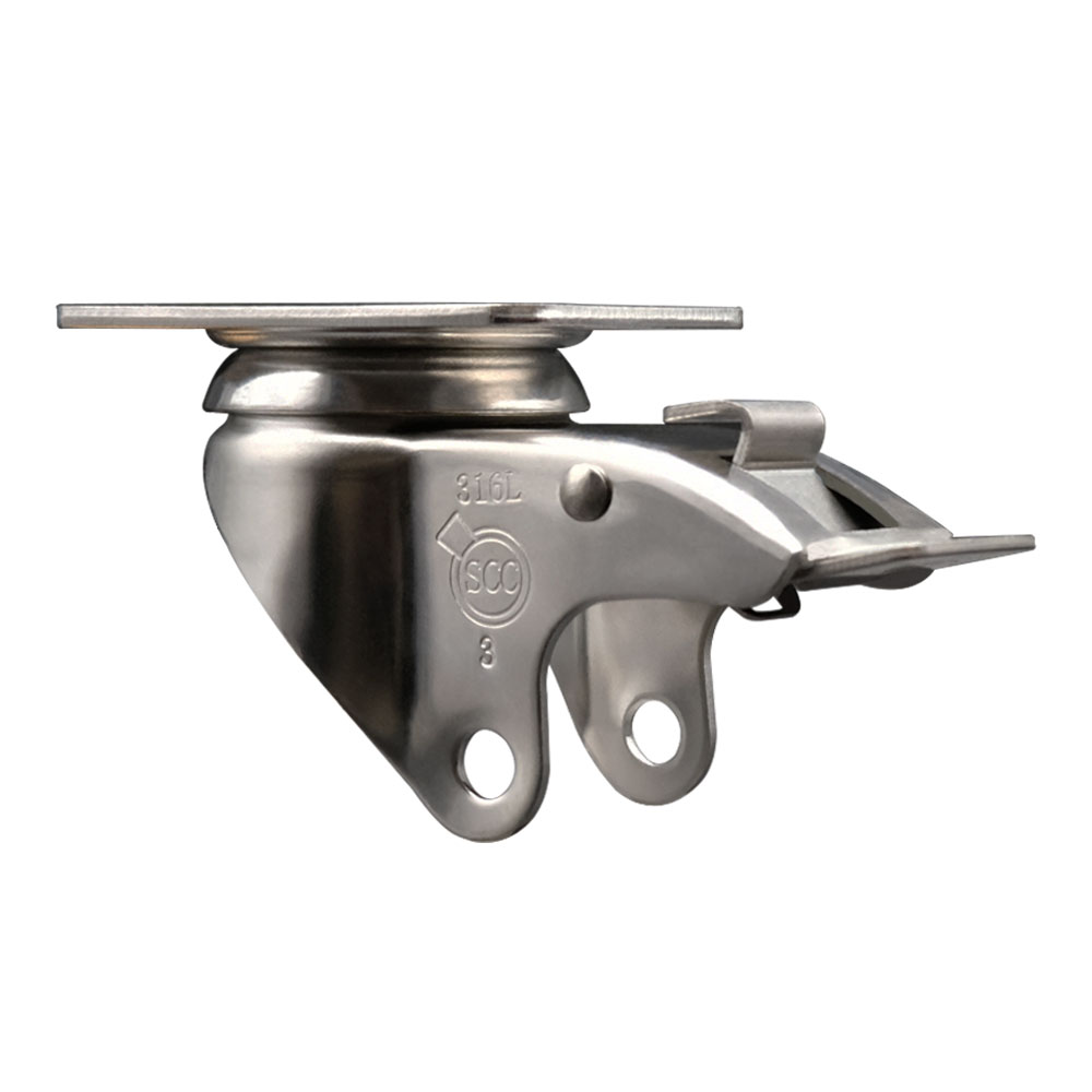 3 Inch 316 Stainless Steel Swivel Caster Fork Yoke Rig Frame with Total Lock Brake for Caster Wheels - 350 lbs. Max Capacity - 2-1/2” x 3-5/8” Overall Top Plate - Service Caster Brand — photo 1