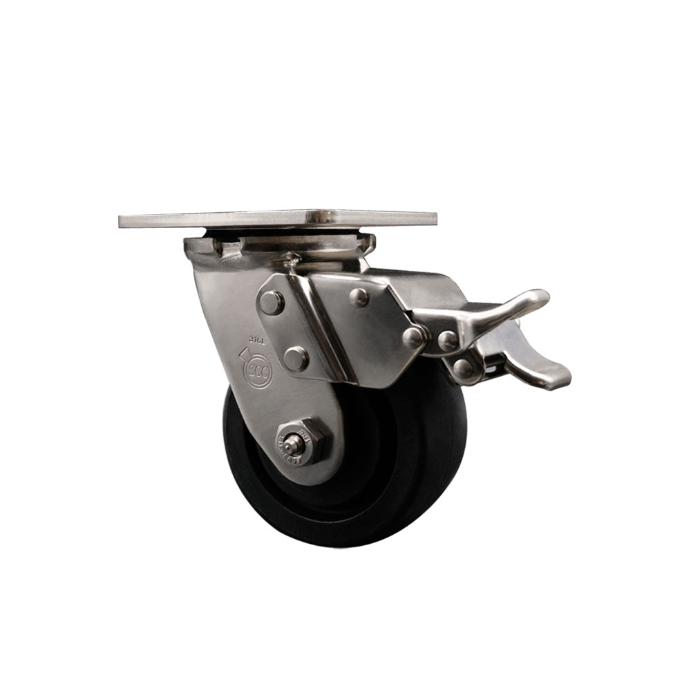 316 Stainless Steel Heavy Duty Swivel Top Plate Caster with Total Lock Brake and 4 Inch Glass Filled Nylon Wheel - 1,200 lbs. Capacity/Caster - Service Caster Brand — photo 1