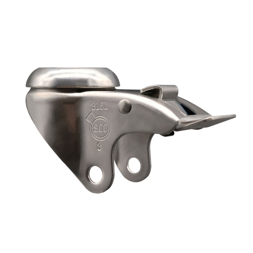 3 Inch 316 Stainless Steel Swivel Bolt Hole Caster Fork Yoke Rig Frame with Total Lock Brake for Caster Wheels - 350 lbs. Max Capacity - 1/2" Diameter Bolt Hole - Service Caster Brand — photo 1