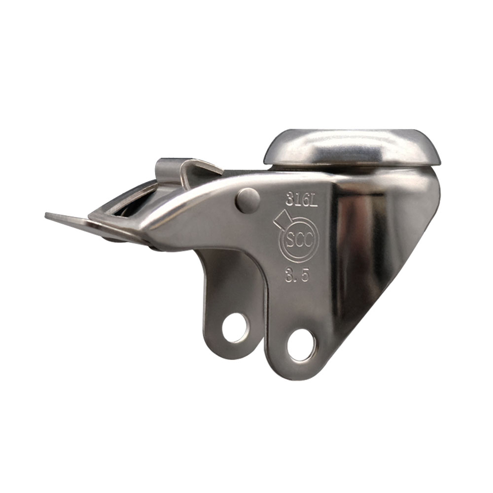 3-1/2 Inch 316 Stainless Steel Swivel Bolt Hole Caster Fork Yoke Rig Frame with Total Lock Brake for Caster Wheels - 350 lbs. Max Capacity - 1/2" Diameter Bolt Hole - Service Caster Brand — photo 1