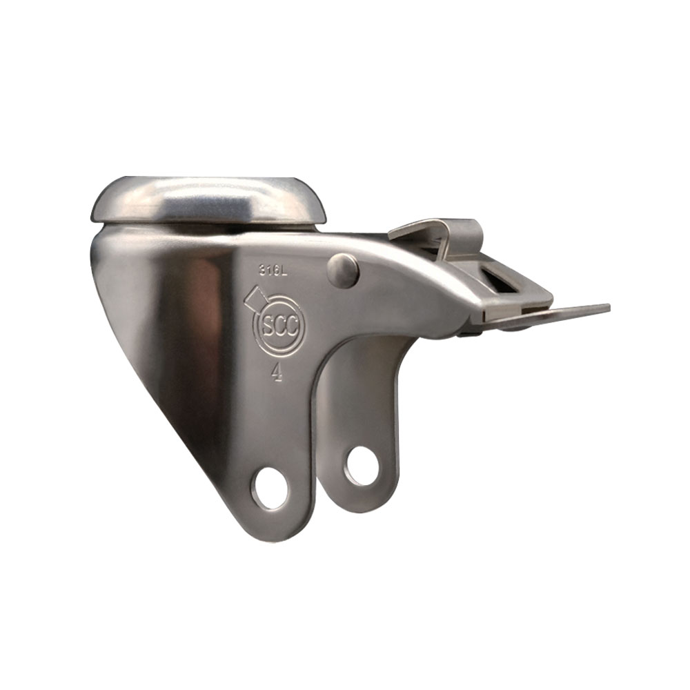 4 Inch 316 Stainless Steel Swivel Bolt Hole Caster Fork Yoke Rig Frame with Total Lock Brake for Caster Wheels - 350 lbs. Max Capacity - 1/2" Diameter Bolt Hole - Service Caster Brand — photo 1