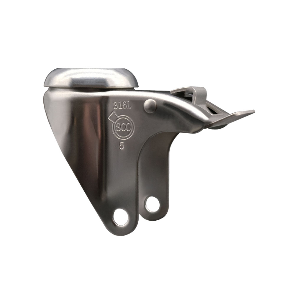 5 Inch 316 Stainless Steel Swivel Bolt Hole Caster Fork Yoke Rig Frame with Total Lock Brake for Caster Wheels - 350 lbs. Max Capacity - 1/2" Diameter Bolt Hole - Service Caster Brand — photo 1