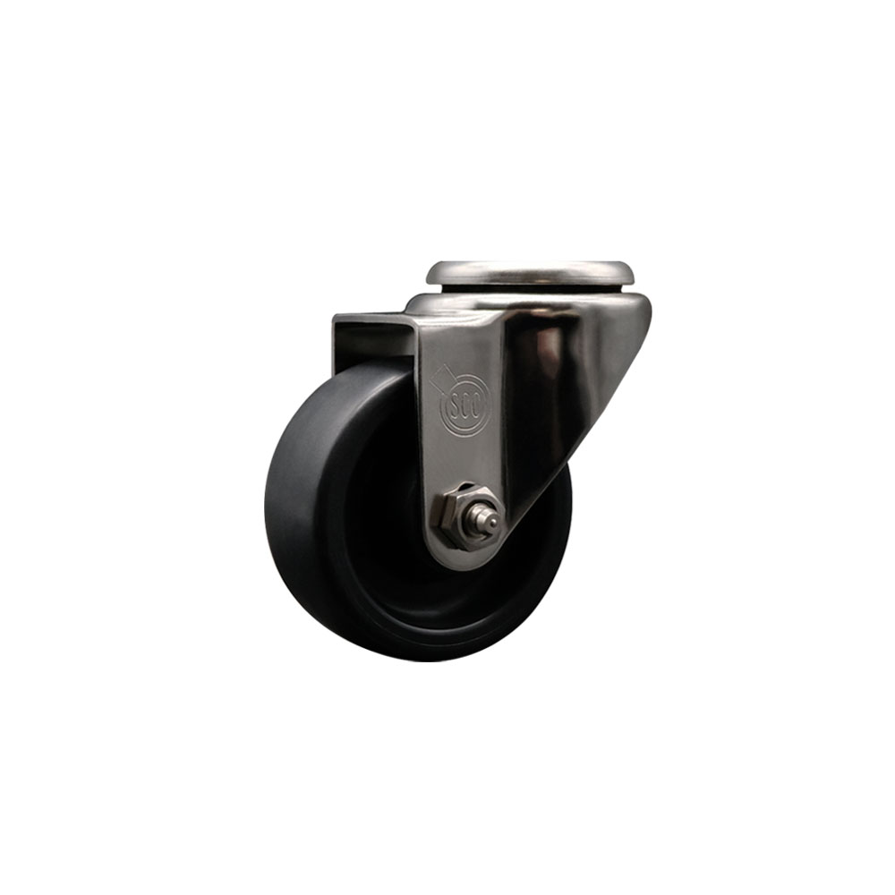 Stainless Steel Polyolefin Swivel Bolt Hole Caster Wheel with 3 Inch Black Wheel - 300 lbs. Capacity/Caster - Service Caster Brand — photo 1