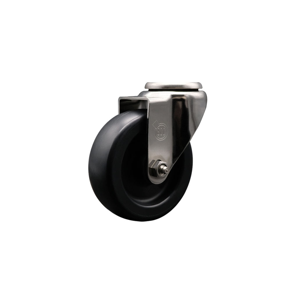 Stainless Steel Polyolefin Swivel Bolt Hole Caster Wheel with 4 Inch Black Wheel - 350 lbs. Capacity/Caster - Service Caster Brand — photo 1