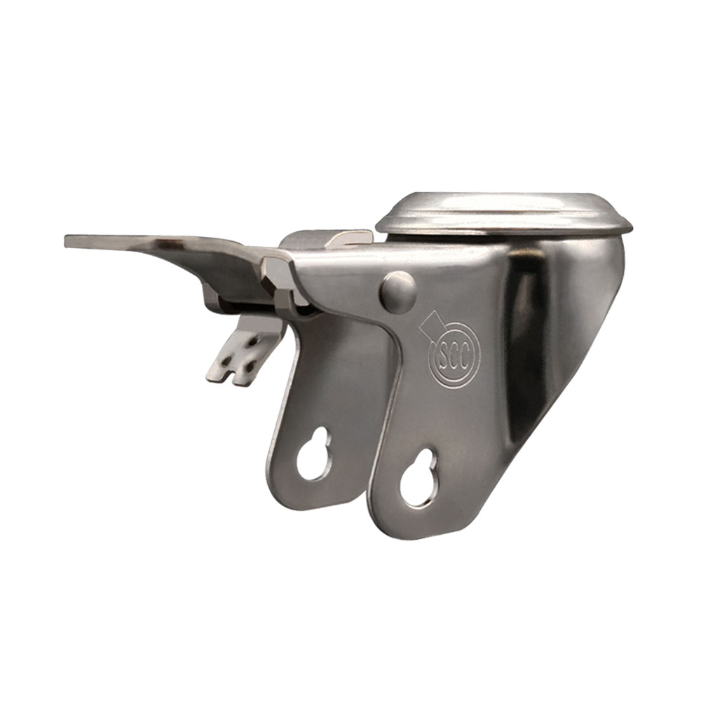 3 Inch Stainless Steel Swivel Bolt Hole Caster Fork Yoke Rig Frame with Total Lock Brake for Caster Wheels - 350 lbs. Max Capacity - 1/2" Diameter Bolt Hole - Service Caster Brand — photo 1