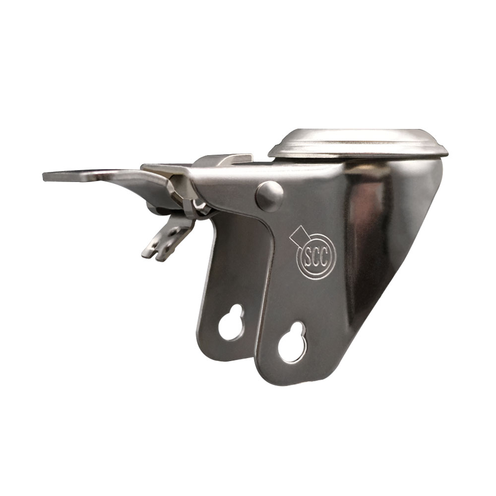 3-1/2 Inch Stainless Steel Swivel Bolt Hole Caster Fork Yoke Rig Frame with Total Lock Brake for Caster Wheels - 350 lbs. Max Capacity - 1/2" Diameter Bolt Hole - Service Caster Brand — photo 1