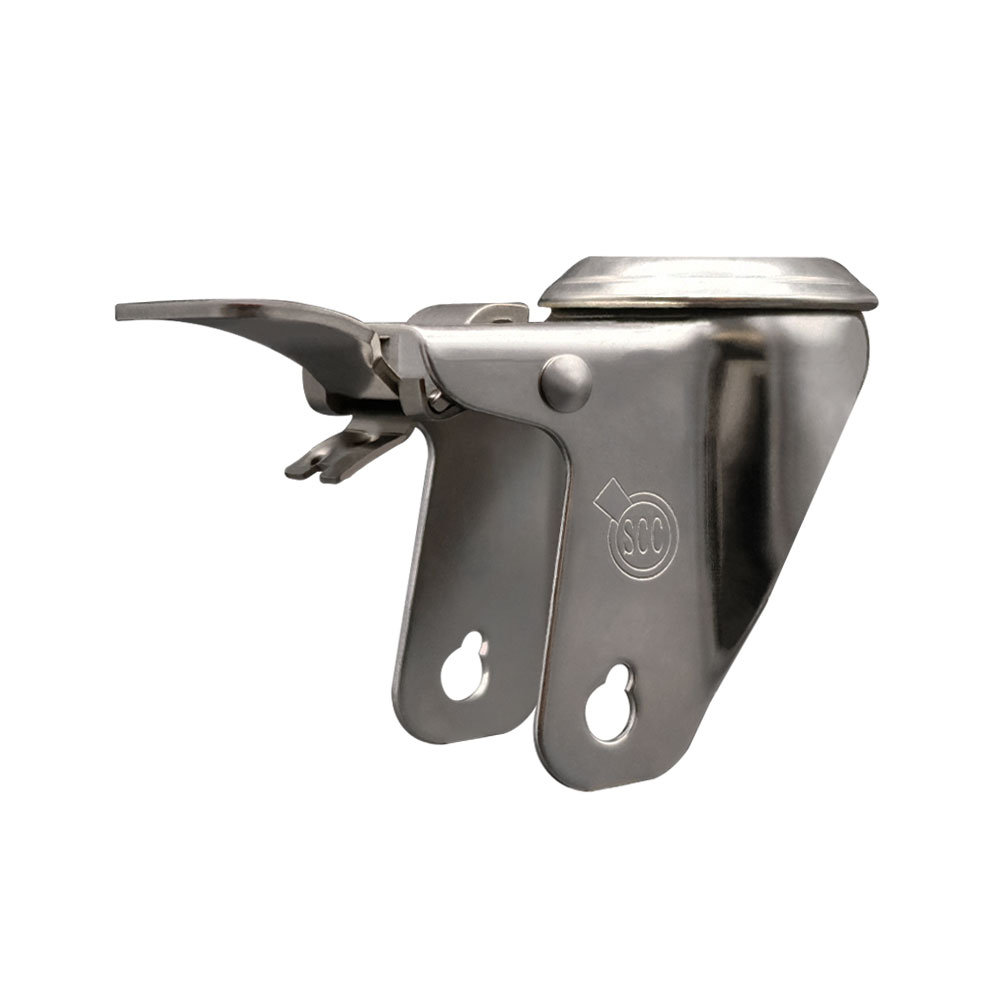 4 Inch Stainless Steel Swivel Bolt Hole Caster Fork Yoke Rig Frame with Total Lock Brake for Caster Wheels - 350 lbs. Max Capacity - 1/2" Diameter Bolt Hole - Service Caster Brand — photo 1