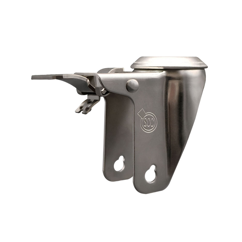 5 Inch Stainless Steel Swivel Bolt Hole Caster Fork Yoke Rig Frame with Total Lock Brake for Caster Wheels - 350 lbs. Max Capacity - 1/2" Diameter Bolt Hole - Service Caster Brand — photo 1