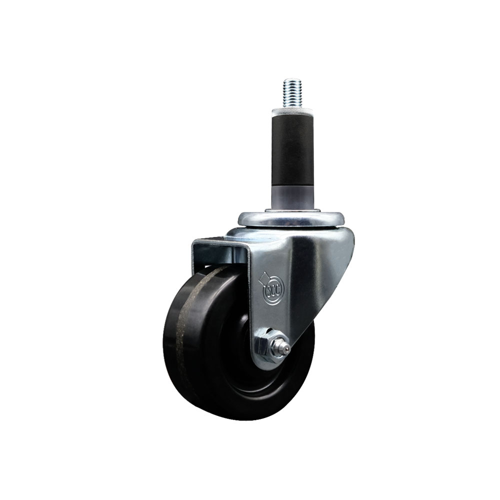 Stainless Steel Phenolic Swivel Expanding Stem Swivel Caster with 3 Inch Black Wheel and 1-1/8" Stem - 300 lbs. Capacity Per Caster - Service Caster Brand — photo 1