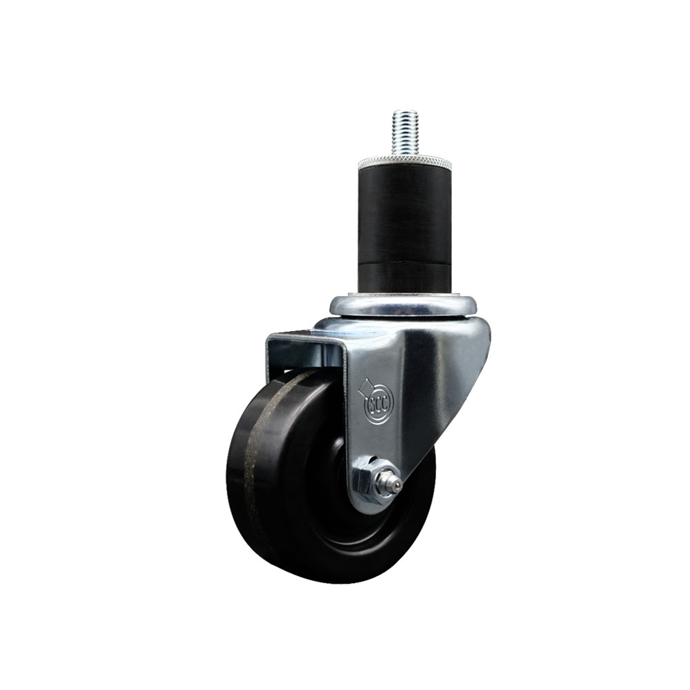Stainless Steel Phenolic Swivel Expanding Stem Swivel Caster with 3 Inch Black Wheel and 1-3/4" Stem - 300 lbs. Capacity Per Caster - Service Caster Brand — photo 1