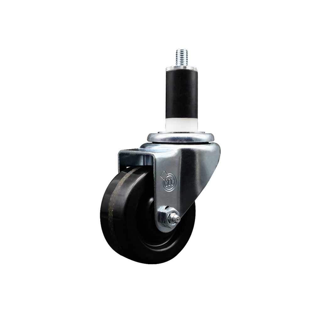 Stainless Steel Phenolic Swivel Expanding Stem Swivel Caster with 3 Inch Black Wheel and 1-3/8" Stem - 300 lbs. Capacity Per Caster - Service Caster Brand — photo 1