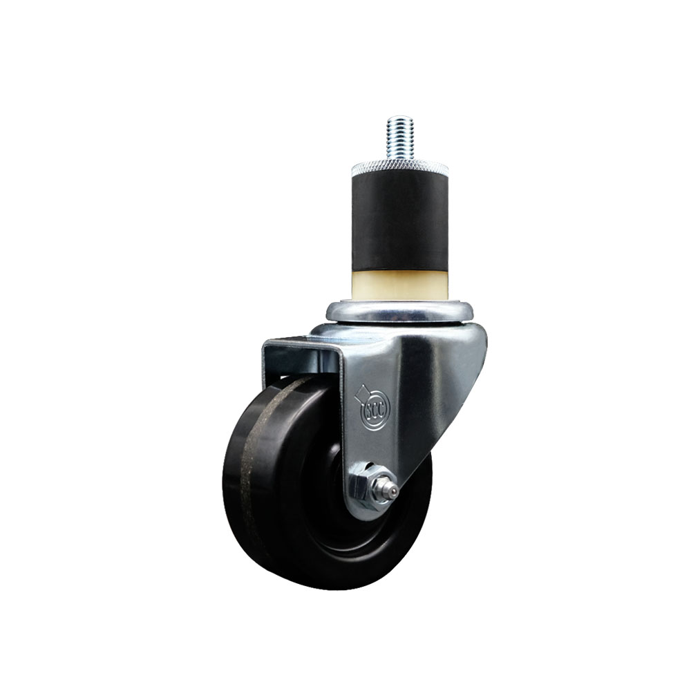 Stainless Steel Phenolic Swivel Expanding Stem Swivel Caster with 3 Inch Black Wheel and 1-7/8" Stem - 300 lbs. Capacity Per Caster - Service Caster Brand — photo 1