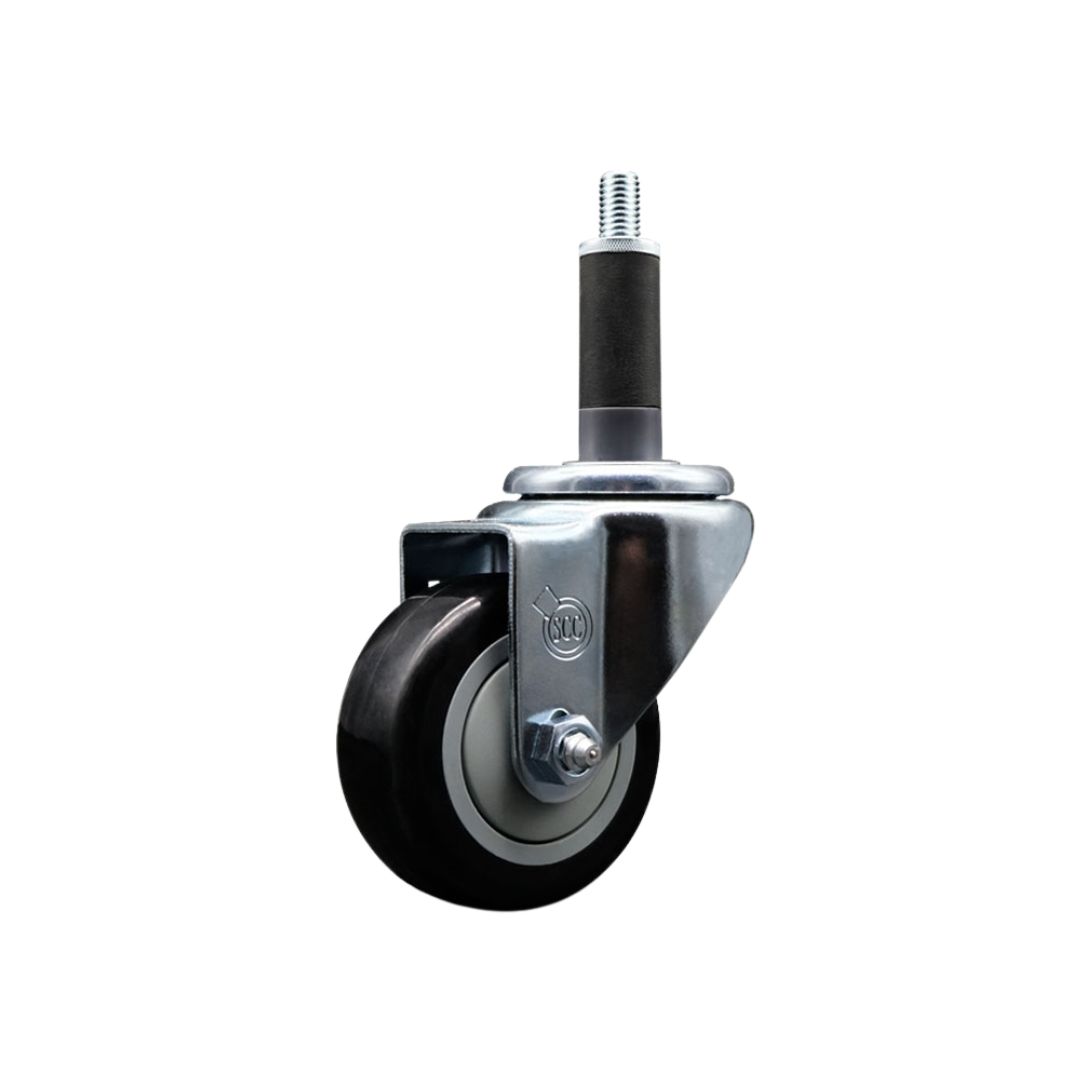 Stainless Steel Polyurethane Expanding Stem Swivel Caster with 3 Inch Black Wheel and 1" Stem - 300 lbs. Capacity Per Caster - Service Caster Brand — photo 1