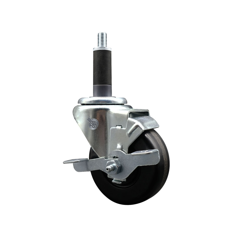 Stainless Steel Phenolic Swivel Expanding Stem Swivel Caster with 3-1/2 Inch Black Wheel and 1" Stem - 300 lbs. Capacity Per Caster - Service Caster Brand — photo 1