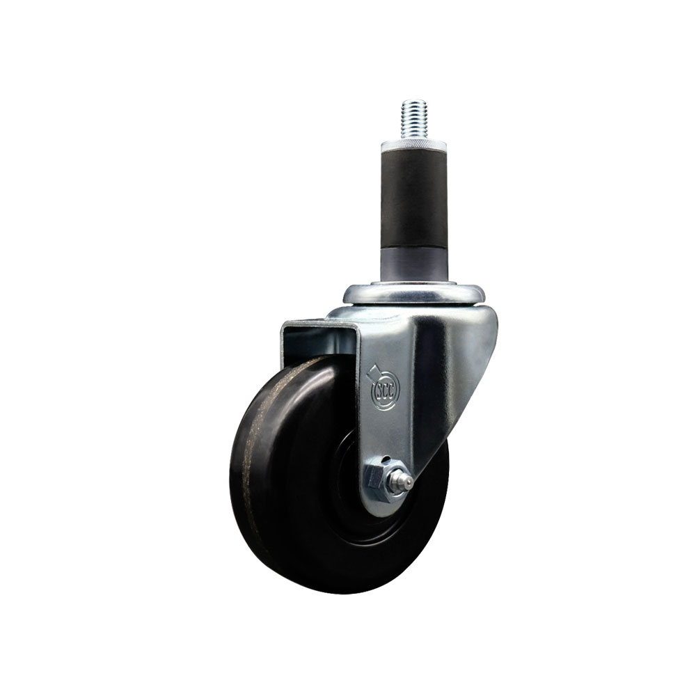Stainless Steel Phenolic Swivel Expanding Stem Swivel Caster with 3-1/2 Inch Black Wheel and 1-1/4" Stem & Total Locking Brake - 300 lbs. Capacity Per Caster - Service Caster Brand — photo 1