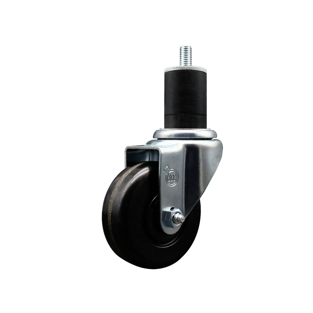 Stainless Steel Phenolic Swivel Expanding Stem Swivel Caster with 3-1/2 Inch Black Wheel and 1-3/4" Stem - 300 lbs. Capacity Per Caster - Service Caster Brand — photo 1