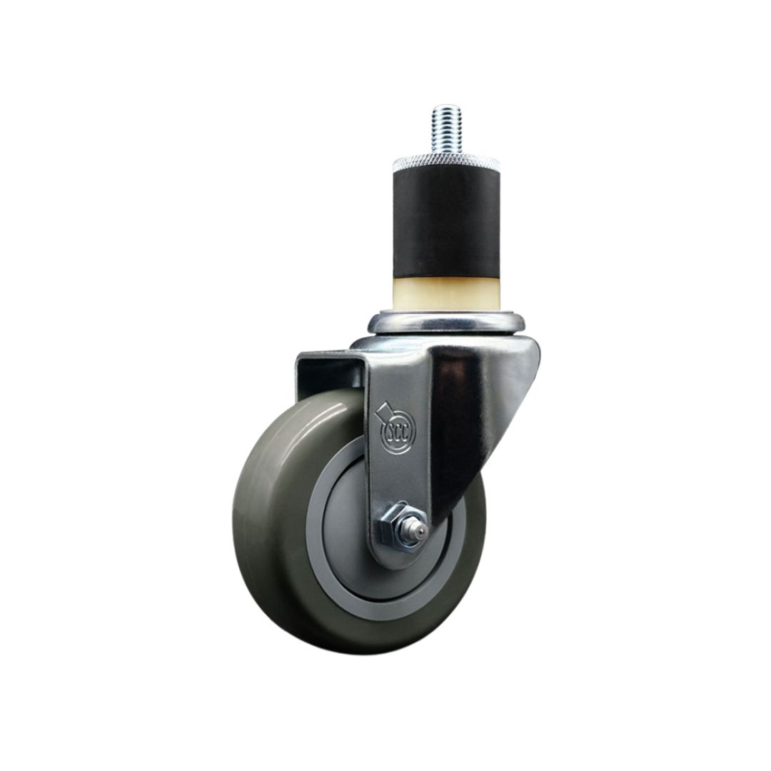 Stainless Steel Polyurethane Expanding Stem Swivel Caster with 3.5 Inch Gray Wheel and 1-7/8" Stem - 300 lbs. Capacity Per Caster - Service Caster Brand — photo 1