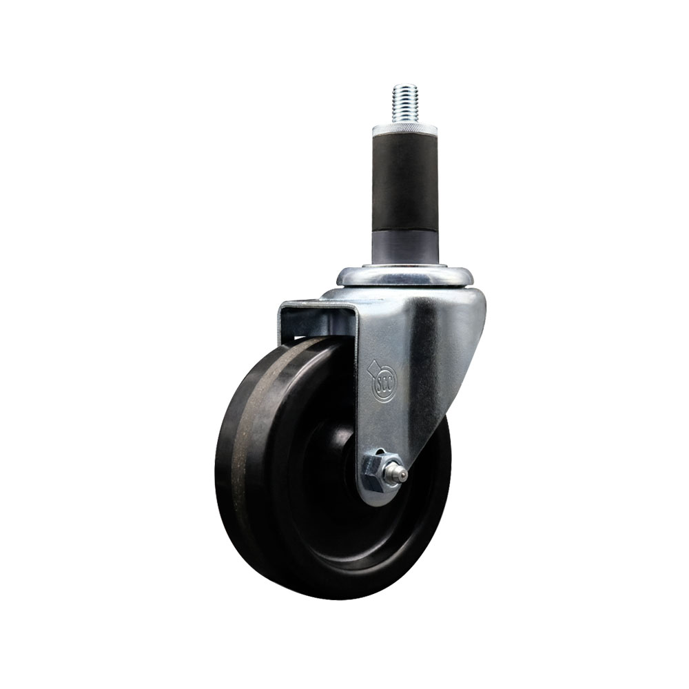 Stainless Steel Phenolic Swivel Expanding Stem Swivel Caster with 4 Inch Black Wheel and 1-1/4" Stem - 300 lbs. Capacity Per Caster - Service Caster Brand — photo 1