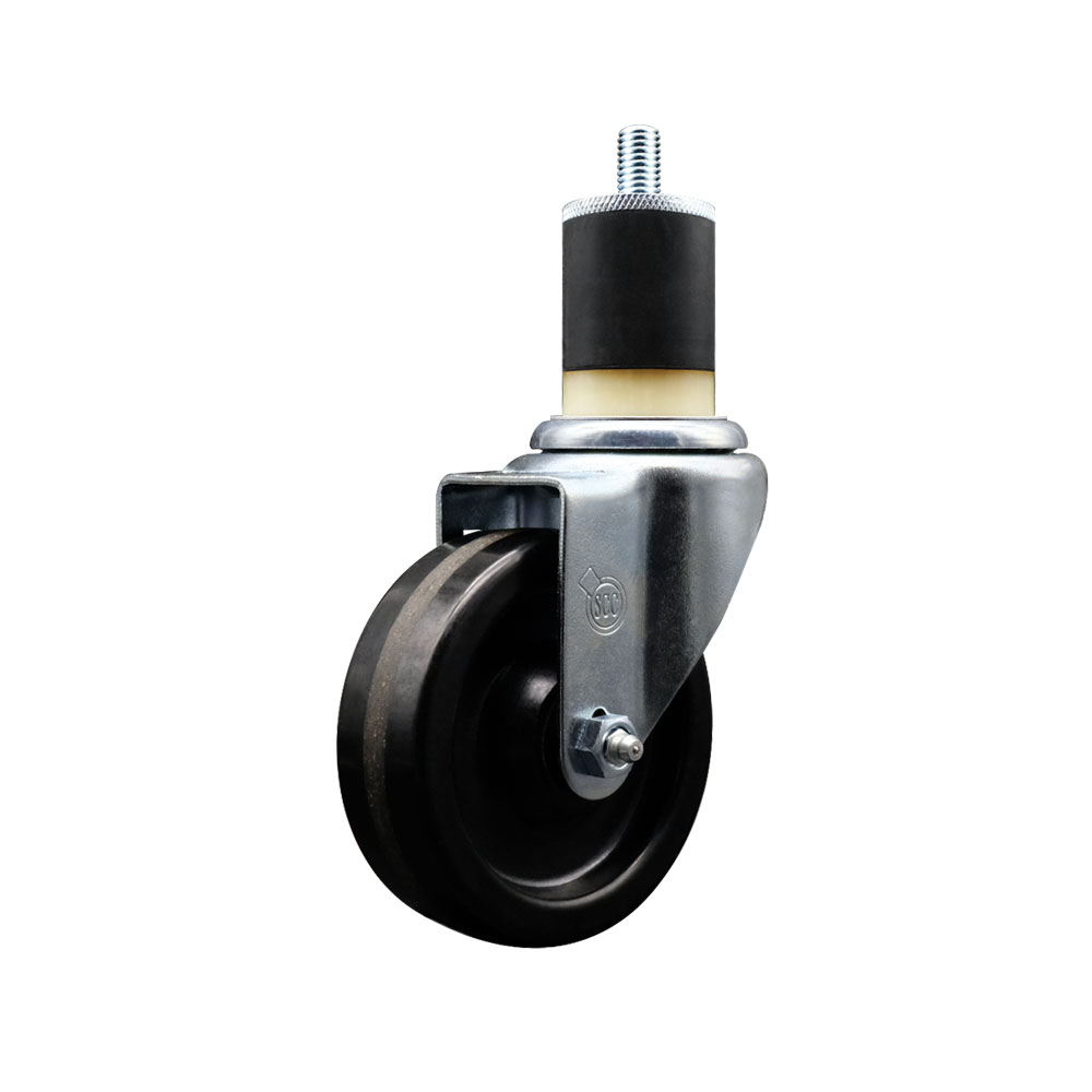 Stainless Steel Phenolic Swivel Expanding Stem Swivel Caster with 4 Inch Black Wheel and 1-7/8" Stem - 300 lbs. Capacity Per Caster - Service Caster Brand — photo 1