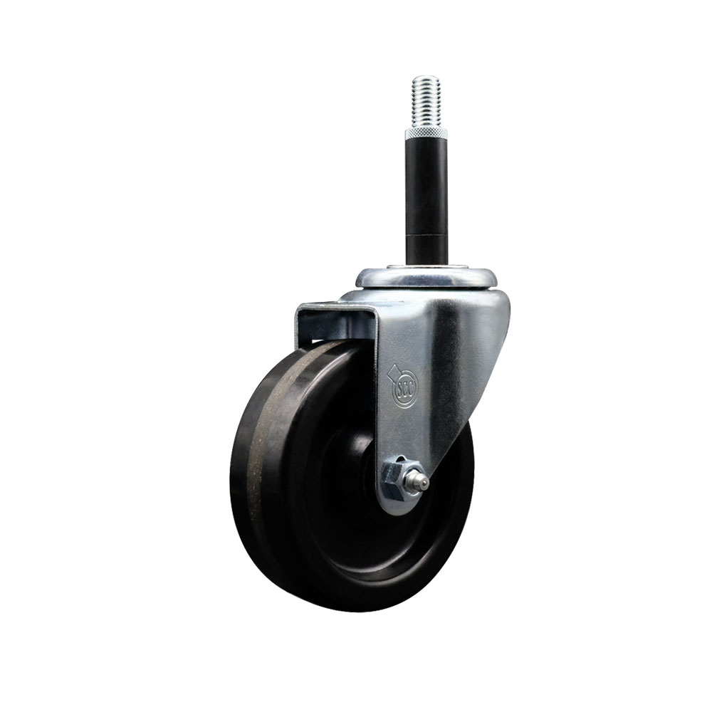 Stainless Steel Phenolic Swivel Expanding Stem Swivel Caster with 4 Inch Black Wheel and 3/4" Stem - 300 lbs. Capacity Per Caster - Service Caster Brand — photo 1