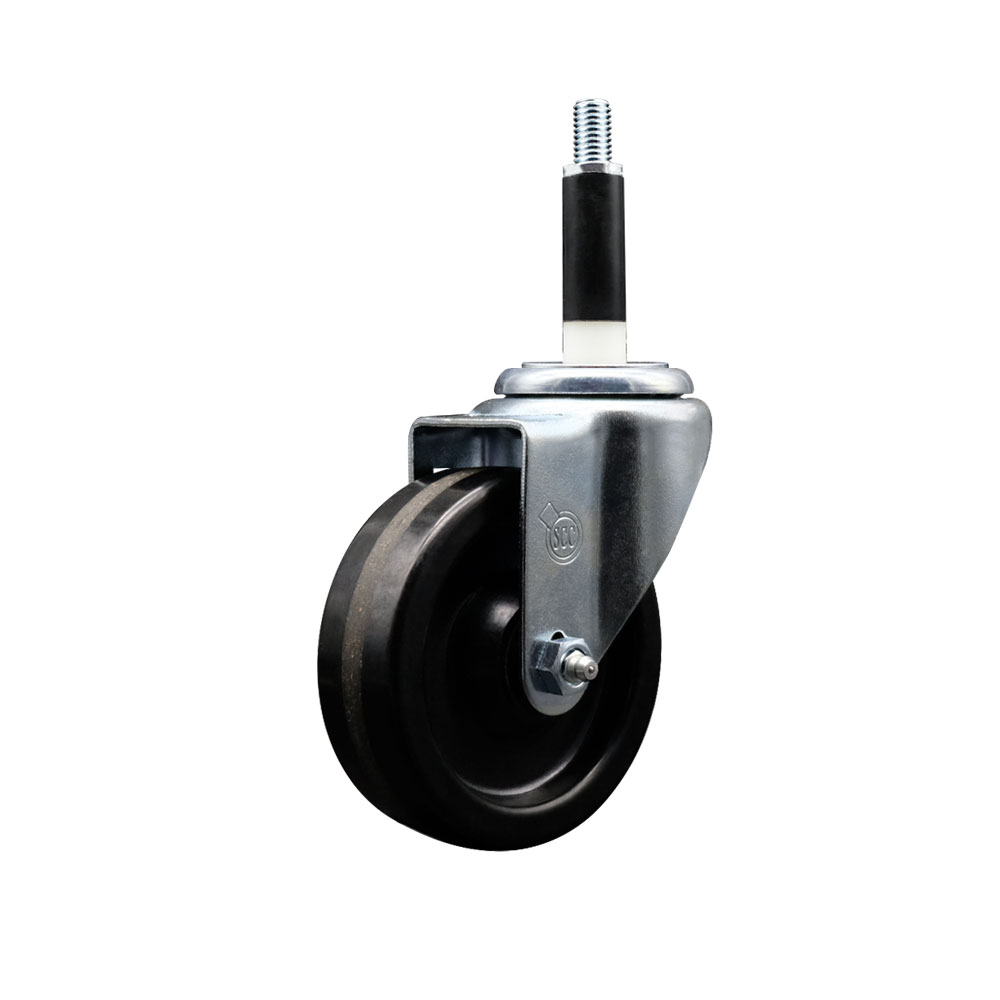 Stainless Steel Phenolic Swivel Expanding Stem Swivel Caster with 4 Inch Black Wheel and 7/8" Stem - 300 lbs. Capacity Per Caster - Service Caster Brand — photo 1