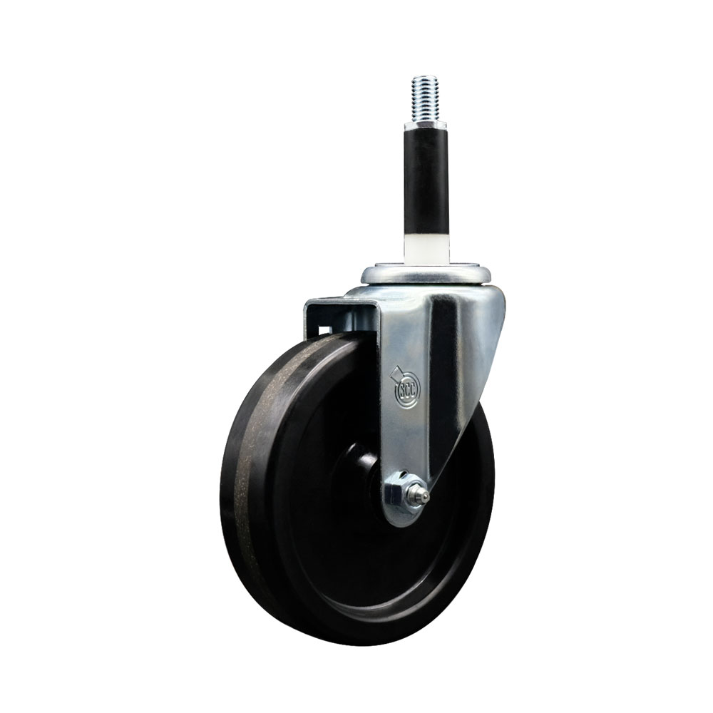Stainless Steel Phenolic Swivel Expanding Stem Swivel Caster with 5 Inch Black Wheel and 7/8" Stem - 300 lbs. Capacity Per Caster - Service Caster Brand — photo 1