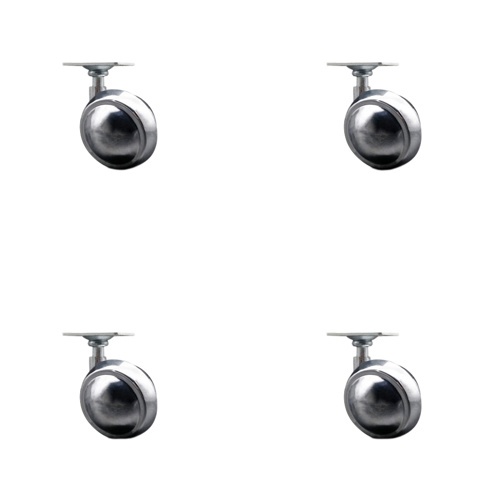 2 Inch Swivel Metal Ball Caster Wheels for Furniture - Bright Chrome Finish Casters with 1-1/2 Inch by 1-1/2 Inch Top Plate -Casters for Coffee Tables and Ottomans-Set of 4 - Service Caster Brand — photo 1