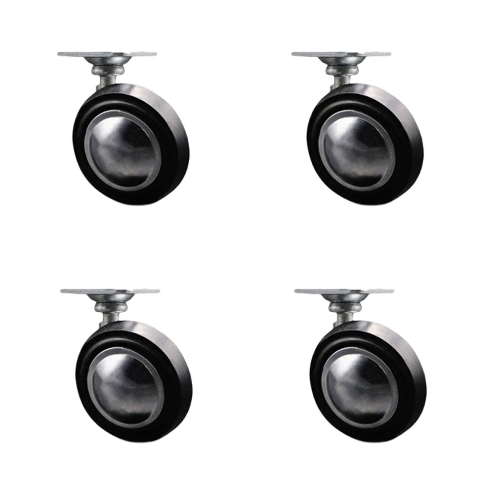 2-1/4 Inch Swivel Metal with Soft Rubber Tread Ball Caster Wheels for Furniture - Bright Chrome Finish Casters with 1-1/2 Inch by 1-1/2 Inch Top Plate - Set of 4 - Service Caster Brand — photo 1