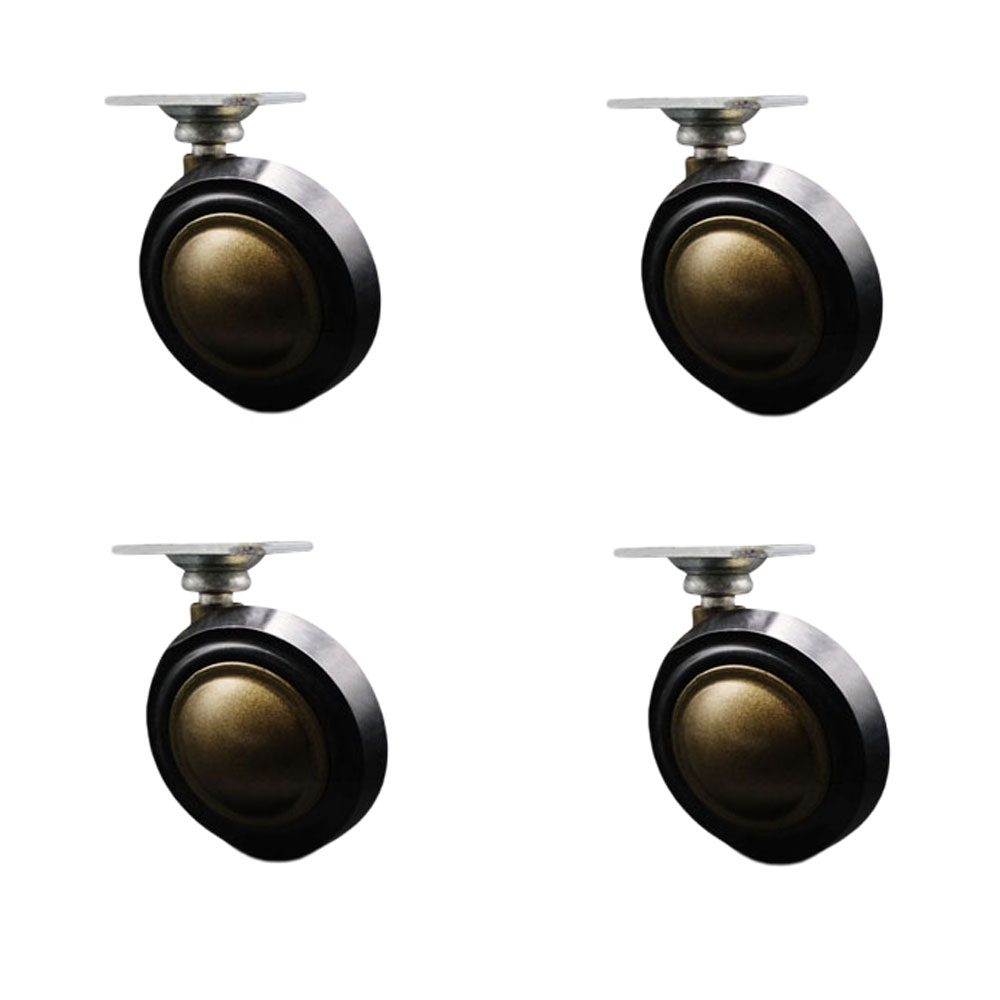 2-1/4 Inch Swivel Metal with Soft Rubber Tread Ball Caster Wheels for Furniture - Windsor Antique Brass Finish Casters with 1-1/2 Inch by 1-1/2 Inch Top Plate - Set of 4 - Service Caster Brand — photo 1