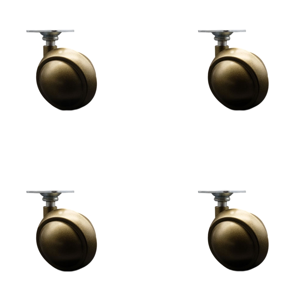 2-1/2 Inch Swivel Metal Ball Caster Wheels for Furniture - Windsor Antique Brass Finish Casters with 1-1/2 Inch by 1-1/2 Inch Top Plate - 400 lbs. Total Capacity - Set of 4 - Service Caster Brand — photo 1
