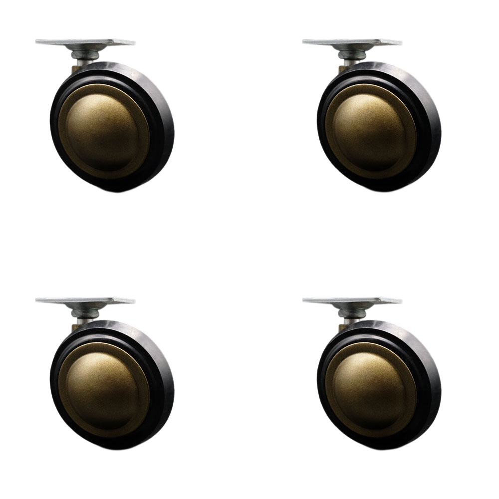 3 Inch Swivel Metal with Soft Rubber Tread Ball Caster Wheels for Furniture - Windsor Anique Brass Finish Casters with 1-1/2 Inch by 1-1/2 Inch Top Plate - Set of 4 - Service Caster Brand — photo 1