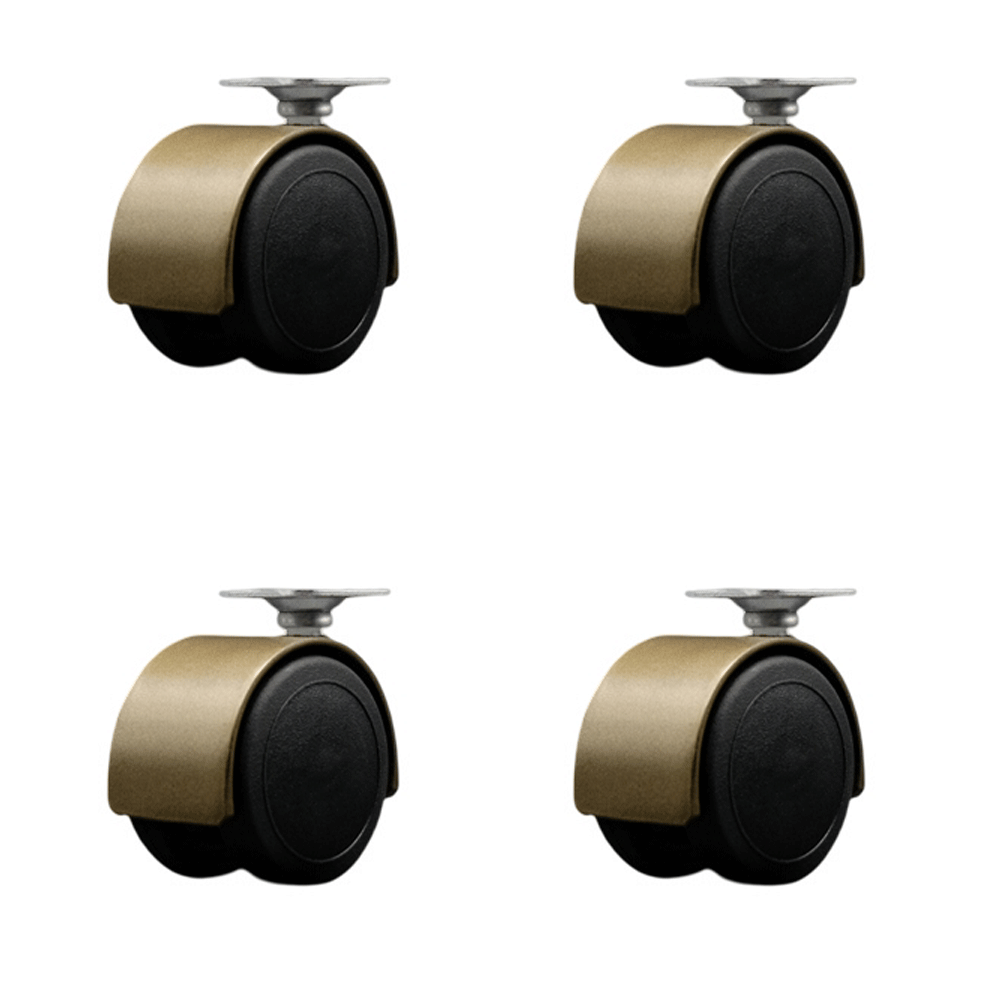2 Inch Floor Safe Office Chair Wheels – Windsor Antique Metal Hooded Twin Wheel – 1-1/2 Inch by 1-1/2 Inch Overall Top Plate – 300 lbs. Total Capacity – Set of 4 – Service Caster Brand — photo 1