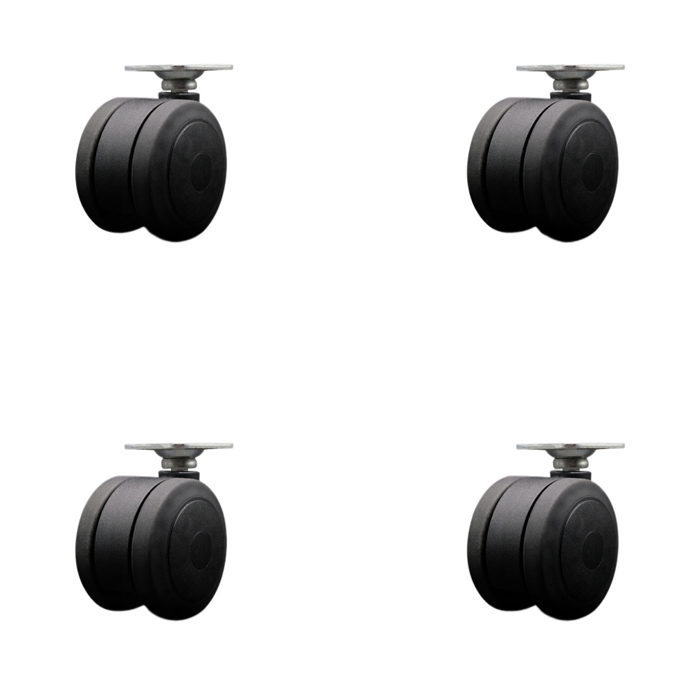 3 Inch Extra Large Heavy Duty Floor Safe Office Chair Wheels - Black Non-Marking Twin Wheels - 1-1/2 Inch by 1-1/2 Inch Overall Top Plate - 660 lbs. Total Capacity - Set of 4 - Service Caster Brand — photo 1