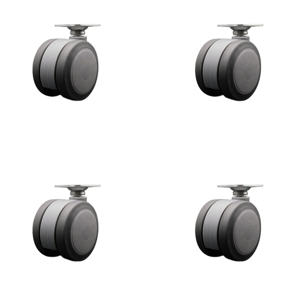 3 Inch Extra Large Heavy Duty Floor Safe Office Chair Wheels - Gray Non-Marking Twin Wheels - 1-1/2 Inch by 1-1/2 Inch Overall Top Plate - 660 lbs. Total Capacity - Set of 4 - Service Caster Brand — photo 1