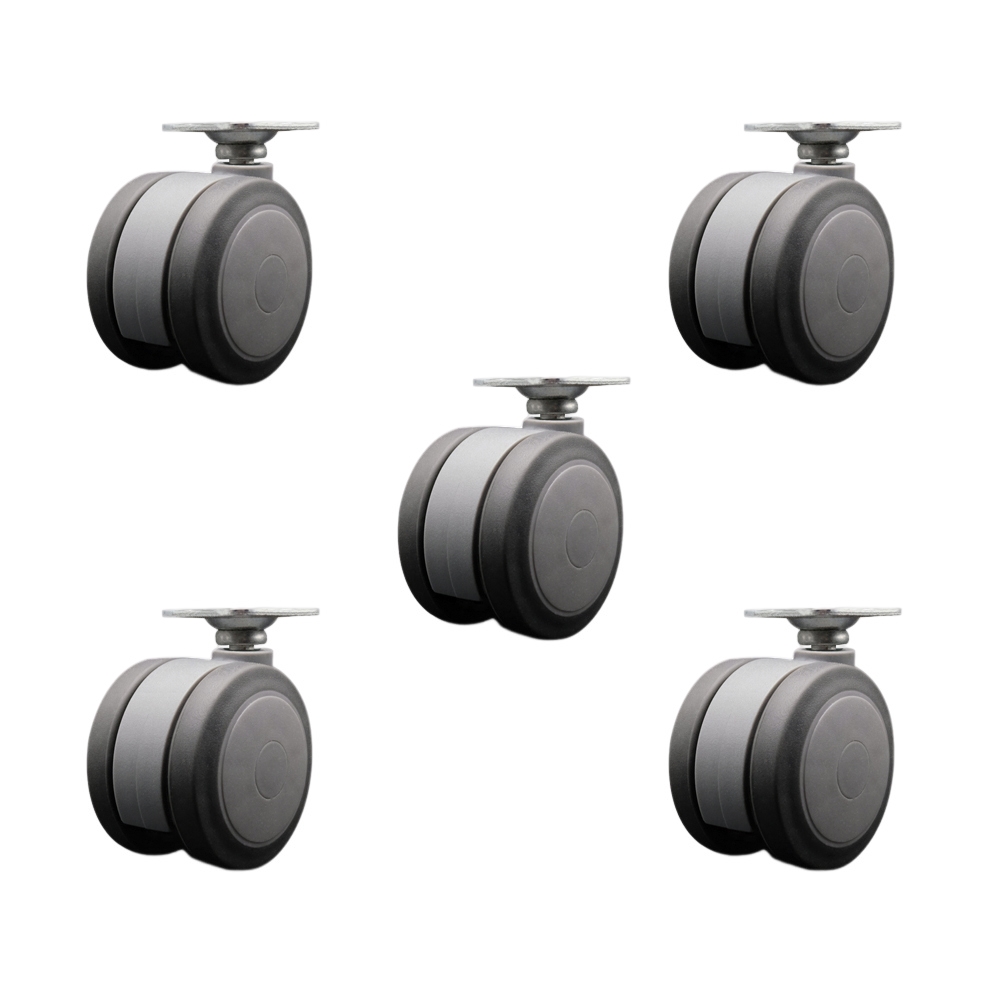 3 Inch Extra Large Heavy Duty Floor Safe Office Chair Wheels - Gray Non-Marking Twin Wheels - 1-1/2 Inch by 1-1/2 Inch Overall Top Plate - 825 lbs. Total Capacity - Set of 5 - Service Caster Brand — photo 1