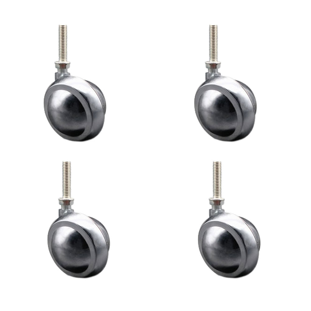 2 Inch Swivel Metal Ball Caster Wheels for Furniture - Bright Chrome Finish Stem Casters with 3/8 Inch - 16 TPI x 1-1/2 Inch Threaded Stem - 300lbs. Total Capacity - Set of 4 - Service Caster Brand — photo 1