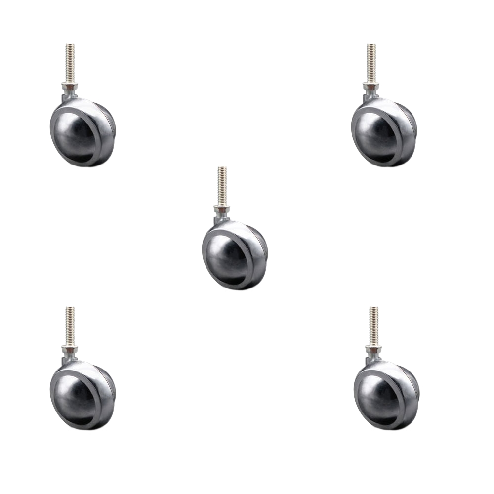 2 Inch Swivel Metal Ball Caster Wheels for Furniture - Bright Chrome Finish Stem Casters with 3/8 Inch - 16 TPI x 1-1/2 Inch Threaded Stem - 375lbs. Total Capacity - Set of 5 - Service Caster Brand — photo 1