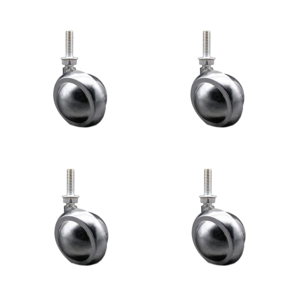 2 Inch Swivel Metal Ball Caster Wheels for Furniture - Bright Chrome Finish Stem Casters with 5/16 Inch - 18 TPI x 1 Inch Threaded Stem - 300lbs. Total Capacity - Set of 4 - Service Caster Brand — photo 1