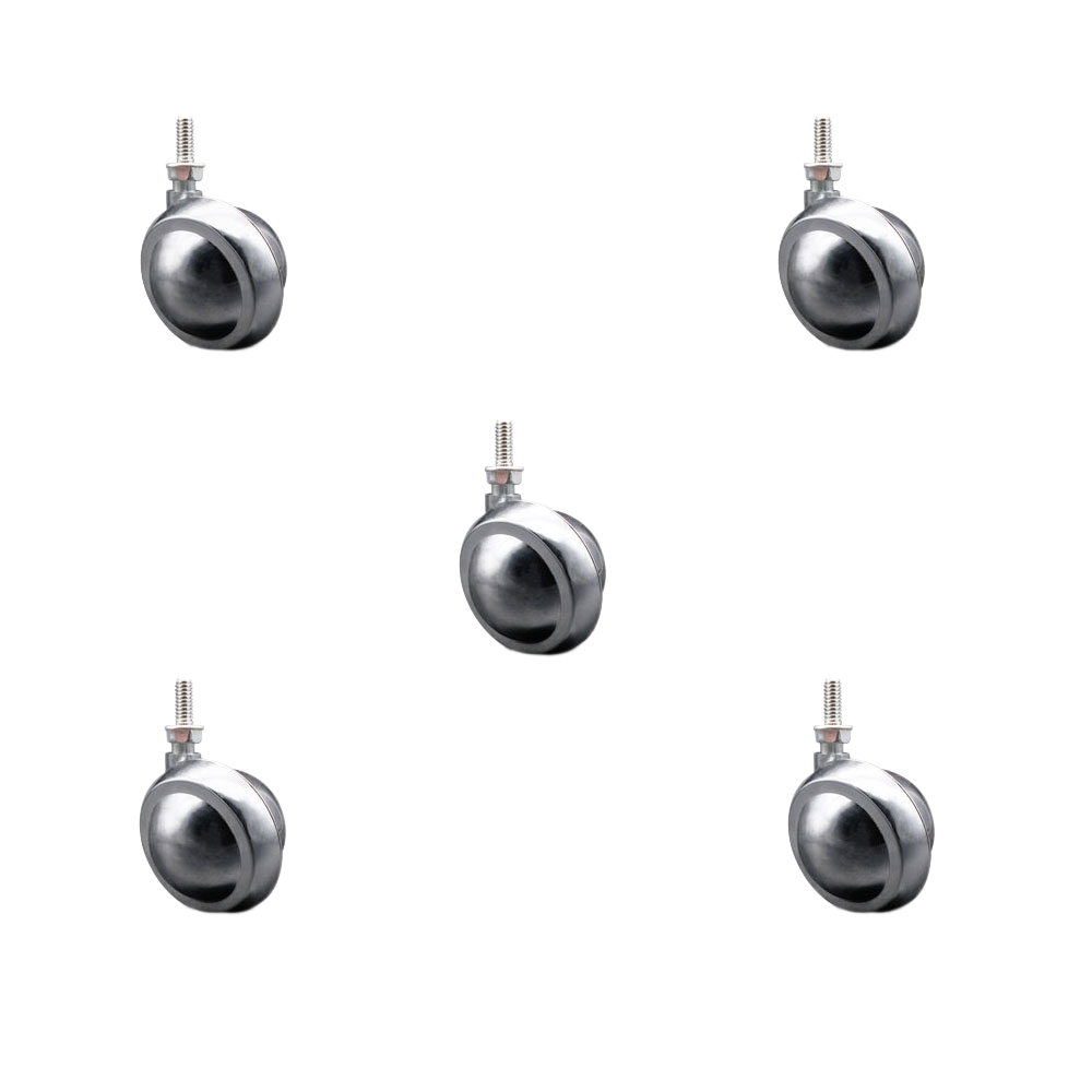 2 Inch Swivel Metal Ball Caster Wheels for Furniture - Bright Chrome Finish Stem Casters with 5/16 Inch - 18 TPI x 1/2 Inch Threaded Stem - 375lbs. Total Capacity - Set of 5 - Service Caster Brand — photo 1