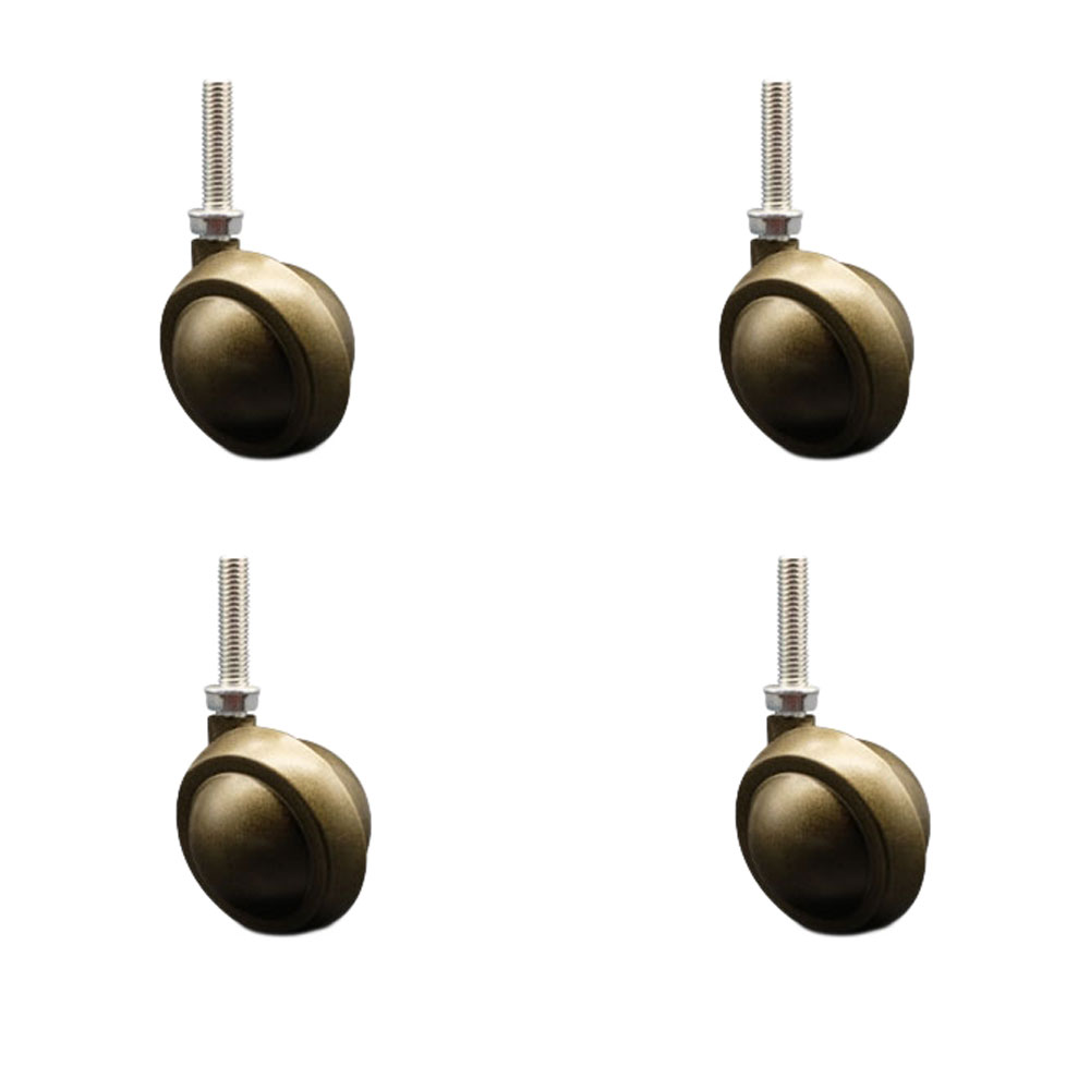 2 Inch Swivel Metal Ball Caster Wheels for Furniture - Windsor Antique Brass Finish Stem Casters with 3/8 Inch - 16 TPI x 1-1/2 Inch Threaded Stem-300lbs. Total Capacity-Set of 4- Service Caster Brand — photo 1