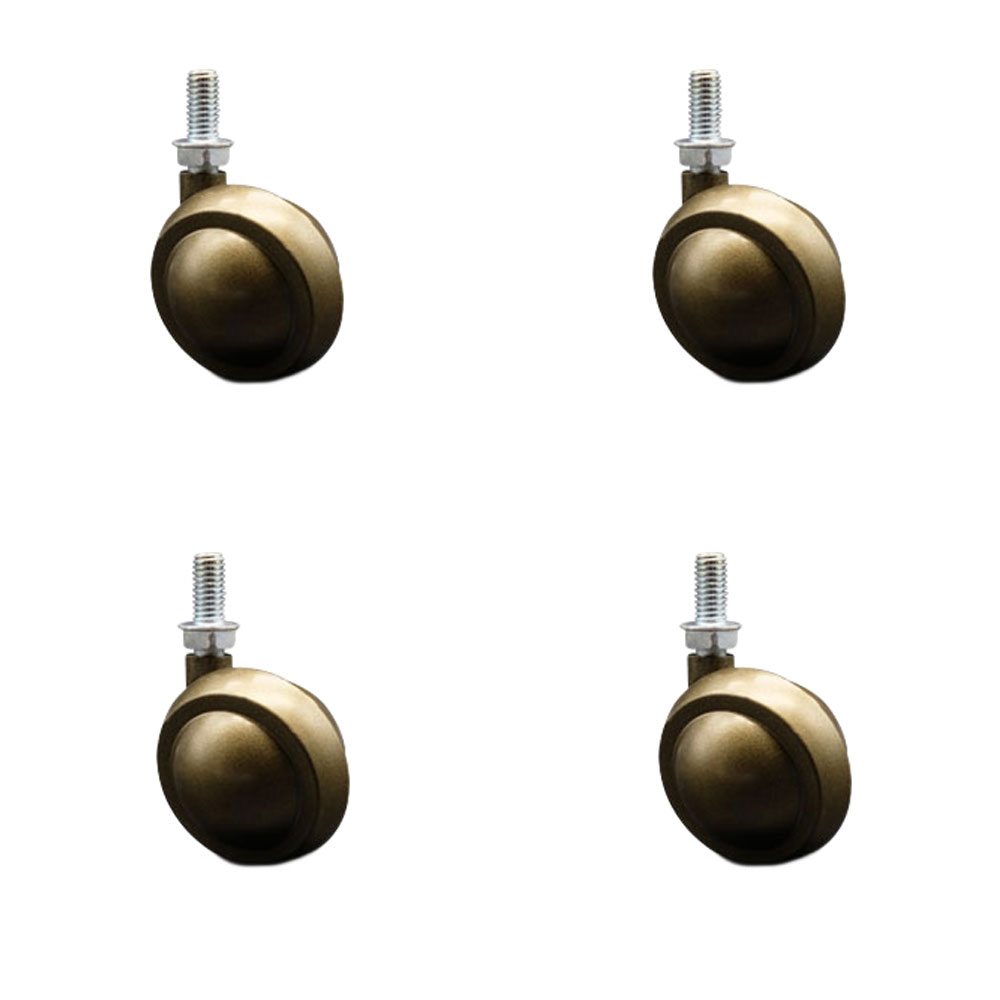 2 Inch Swivel Metal Ball Caster Wheels for Furniture - Windsor Antique Brass Finish Stem Casters with 3/8 Inch - 16 TPI x 3/4 Inch Threaded Stem-300lbs. Total Capacity- Set of 4 - Service Caster Brand — photo 1