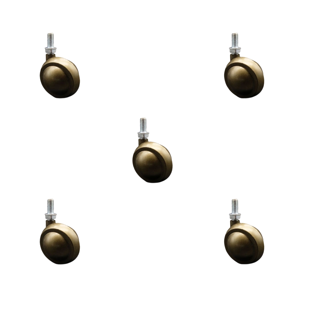 2 Inch Swivel Metal Ball Caster Wheels for Furniture - Windsor Antique Brass Finish Stem Casters with 3/8 Inch - 16 TPI x 3/4 Inch Threaded Stem-375lbs. Total Capacity- Set of 5 - Service Caster Brand — photo 1